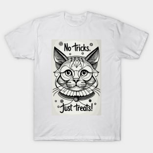 Halloween cute cat 'no tricks just treats!' T-Shirt